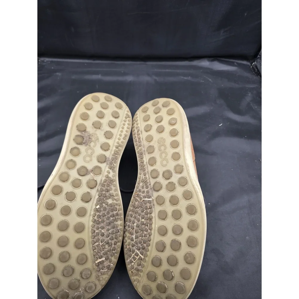 ECCO Mens Sport Shoe Navy Weave Caramel Leather Trim Danish‎ Sz 8